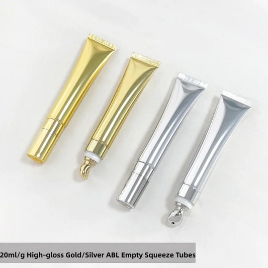 Wholesale Cosmetic Package 20ml Plastic Tube Lip Balm Tube Metal Massage Applicator Empty Lip Gloss Squeeze Tube