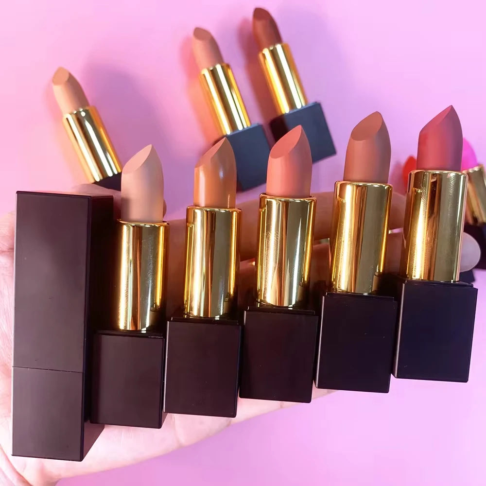 Wholesale Cosmetics Vegan Organic Waterproof Long Lasting Makeup Lip Stick Private Label Cream Nude Velvet Matte Lipstick