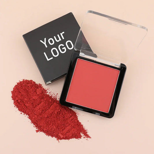 Wholesale Face Clear Compact Single Color Finish Matte and Shimmer Blushes Powder Cheek Makeup Private Label Blush Palette