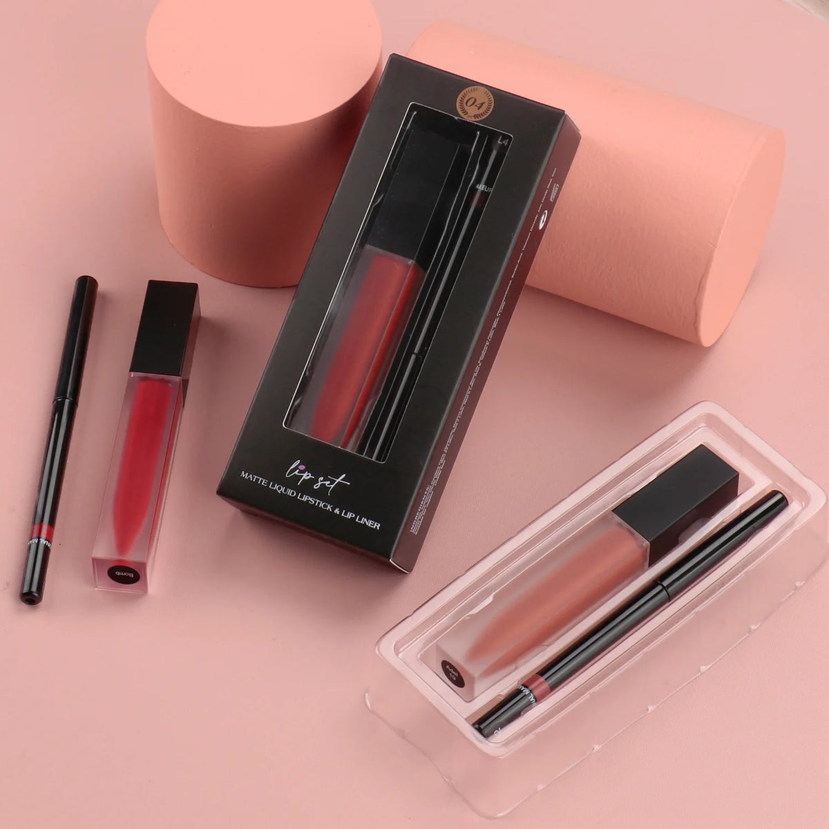 Wholesale Fashionable Long-lasting Waterproof Matte Lipstick and Lip Liner Kit Mineral Ingredient No Logo Private Label