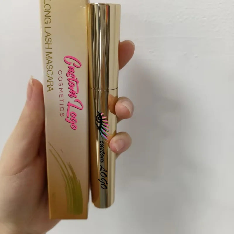 Wholesale Golden Metal Tube Two Brush Heads Natural Lengthening Long Lasting Waterproof Mascara Private Label