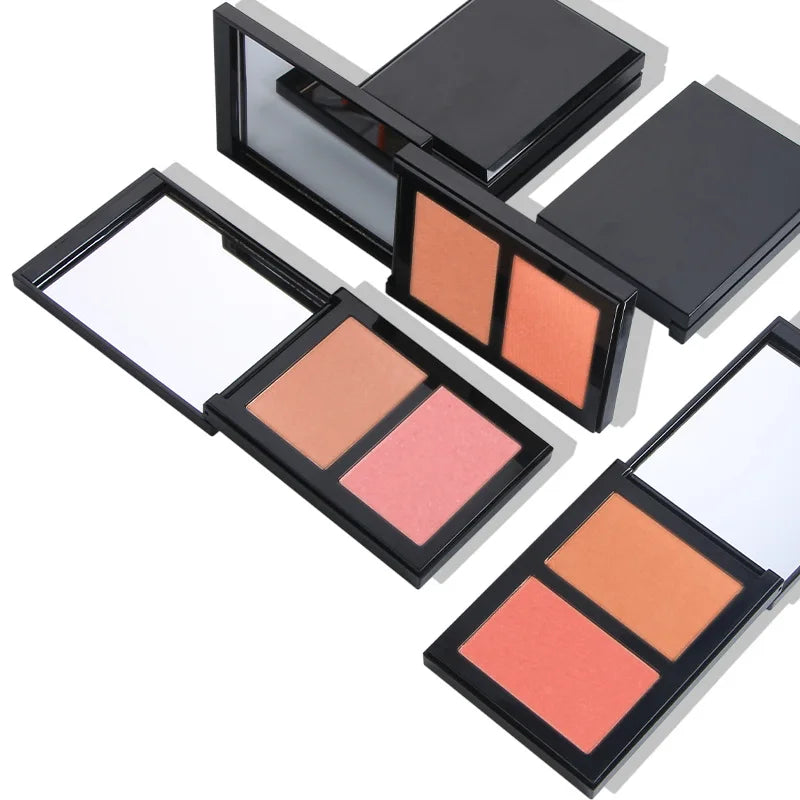Wholesale Makeup Blusher Pallet Cheeks Face High Pigment Waterproof Long Lasting Dual Color Matte Shimmer Powder Blush Palette