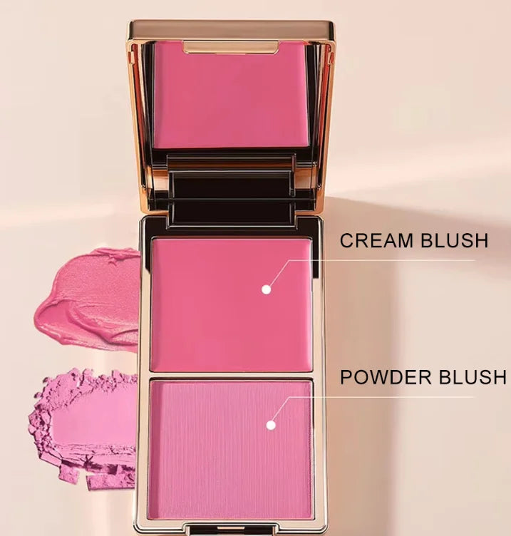Wholesale Mineral Face Use Vegan  Private Label 2  Colors Blush Palette  Cheek Makeup Blush with Gold Palette