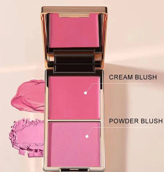 Wholesale Mineral Face Use Vegan  Private Label 2  Colors Blush Palette  Cheek Makeup Blush with Gold Palette