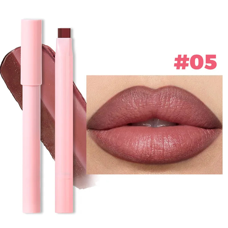 Wholesale New Two Colors Matte Lip Liner Pen Waterproof Custom logo High Pigment Cruelty Free Cream Matte Lip Liner Lipstick