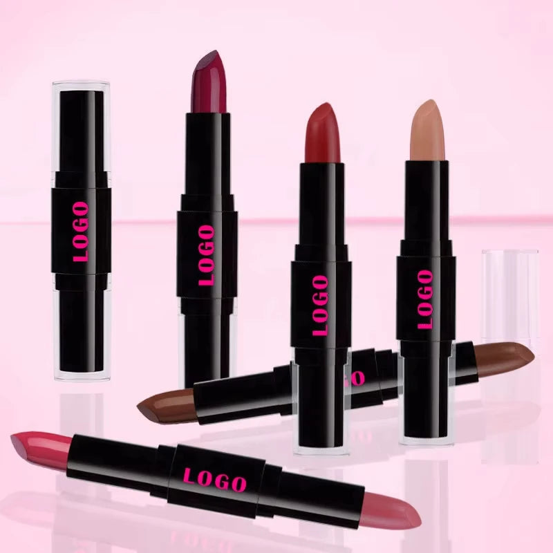 Wholesale Professional Customize Lip Makeup 24 Color Matte Double Head Long Lasting Waterproof Lipsticks Moisturizing Lipsitcks