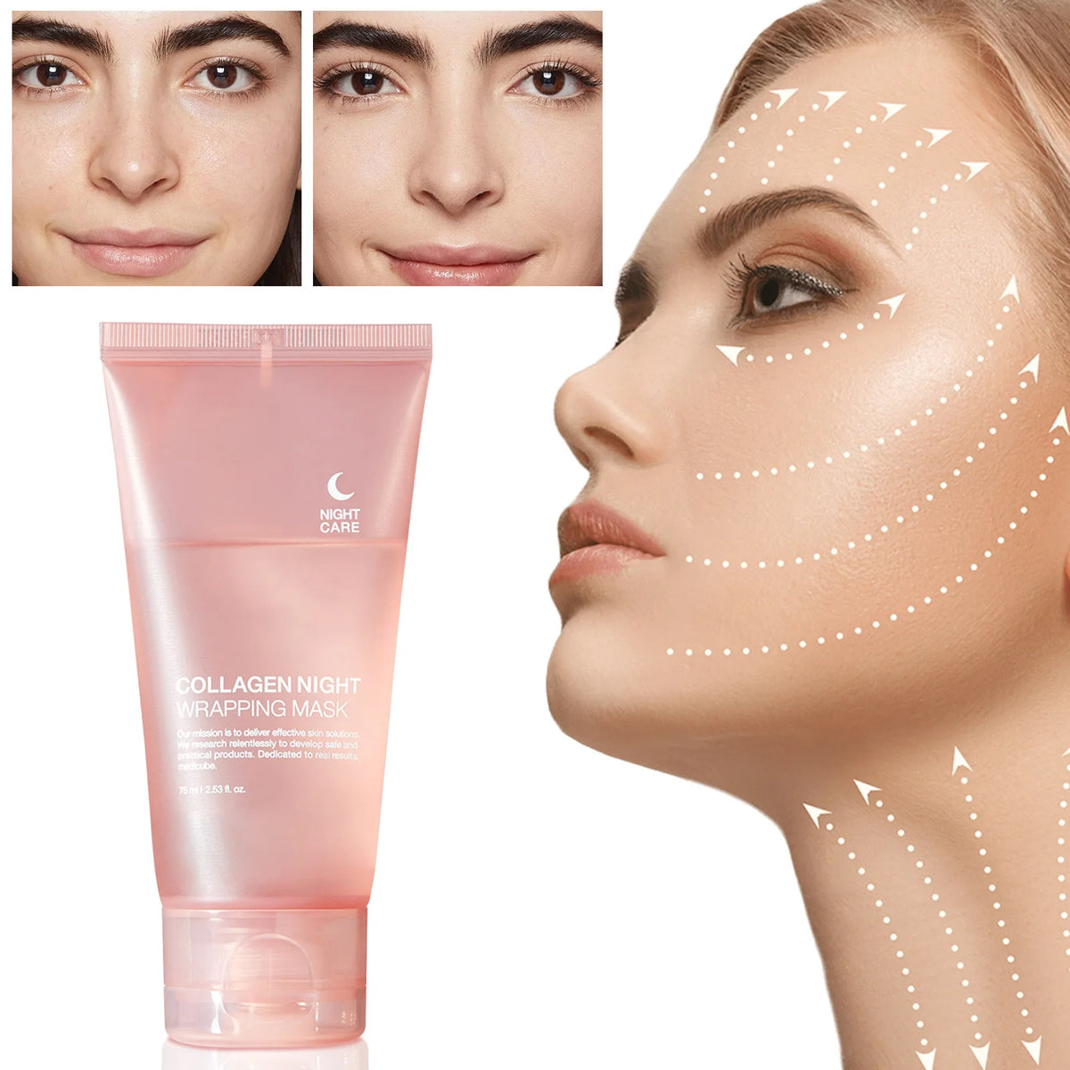 Wholesale Skin Care Facial Mask Collagen Mask Overnight Hydrolyzed Peel Off Collagen Night Wrapping Mask