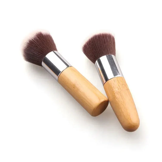 Wooden Handle Single Vegan Foundation Brush Private Label High Density Flat Top Kabuki Foundation Brush Professional