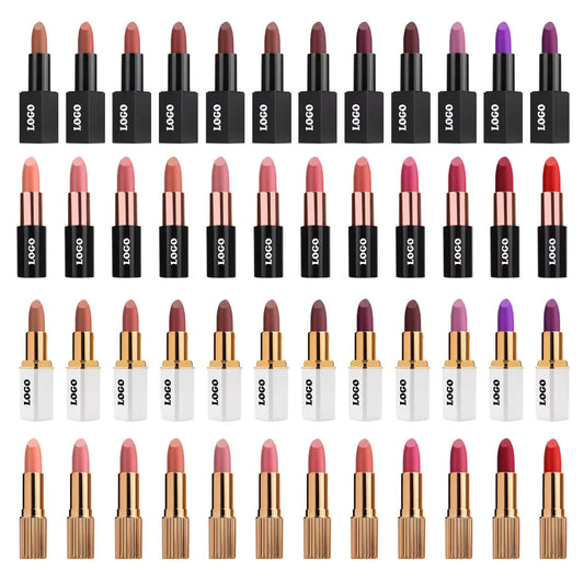 professional cosmetics beauty 24 colors black tube lipstick non-sticky matte finish lipstick