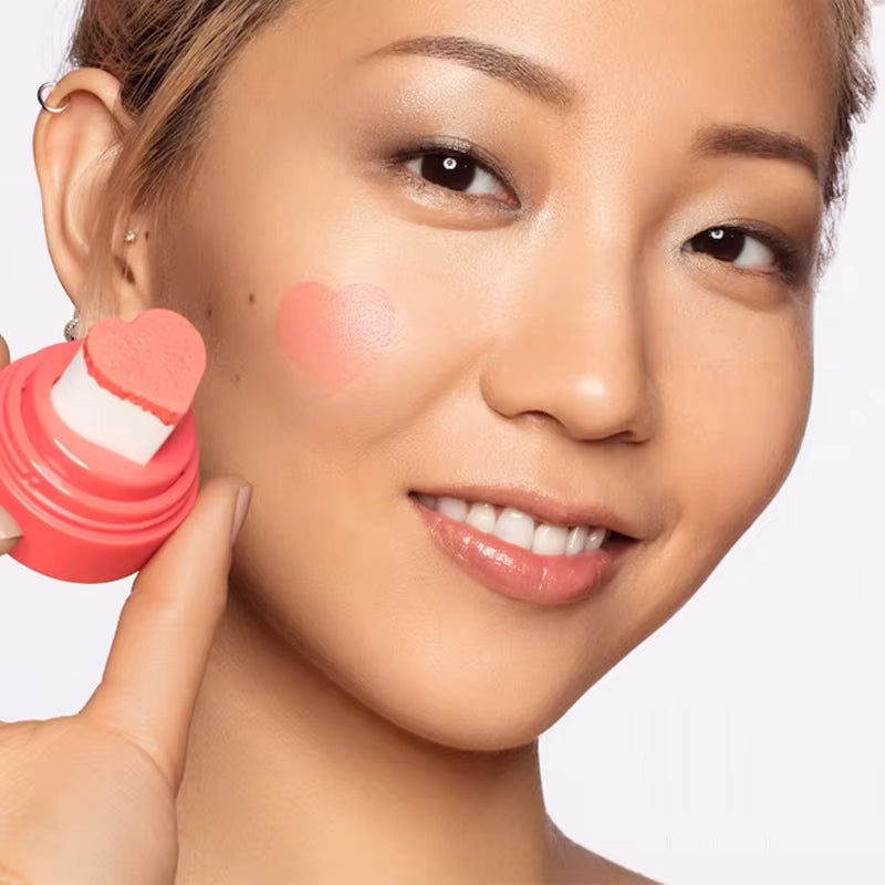 face makeup cream blush long lasting vegan pigmented liquid blusher with heart shape applicator