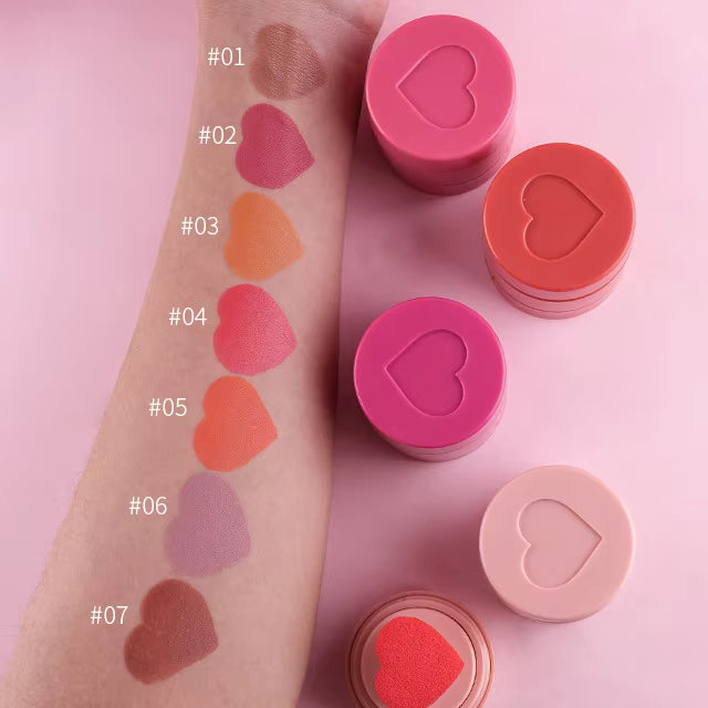 face makeup cream blush long lasting vegan pigmented liquid blusher with heart shape applicator