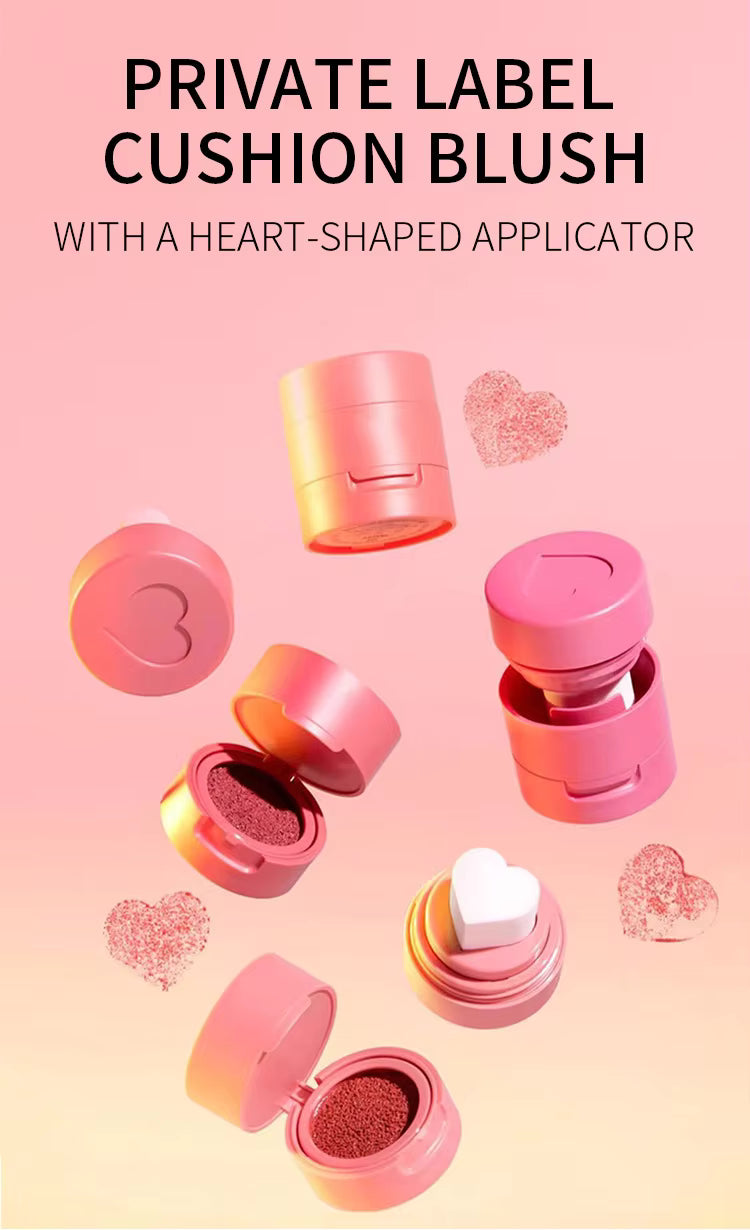 face makeup cream blush long lasting vegan pigmented liquid blusher with heart shape applicator
