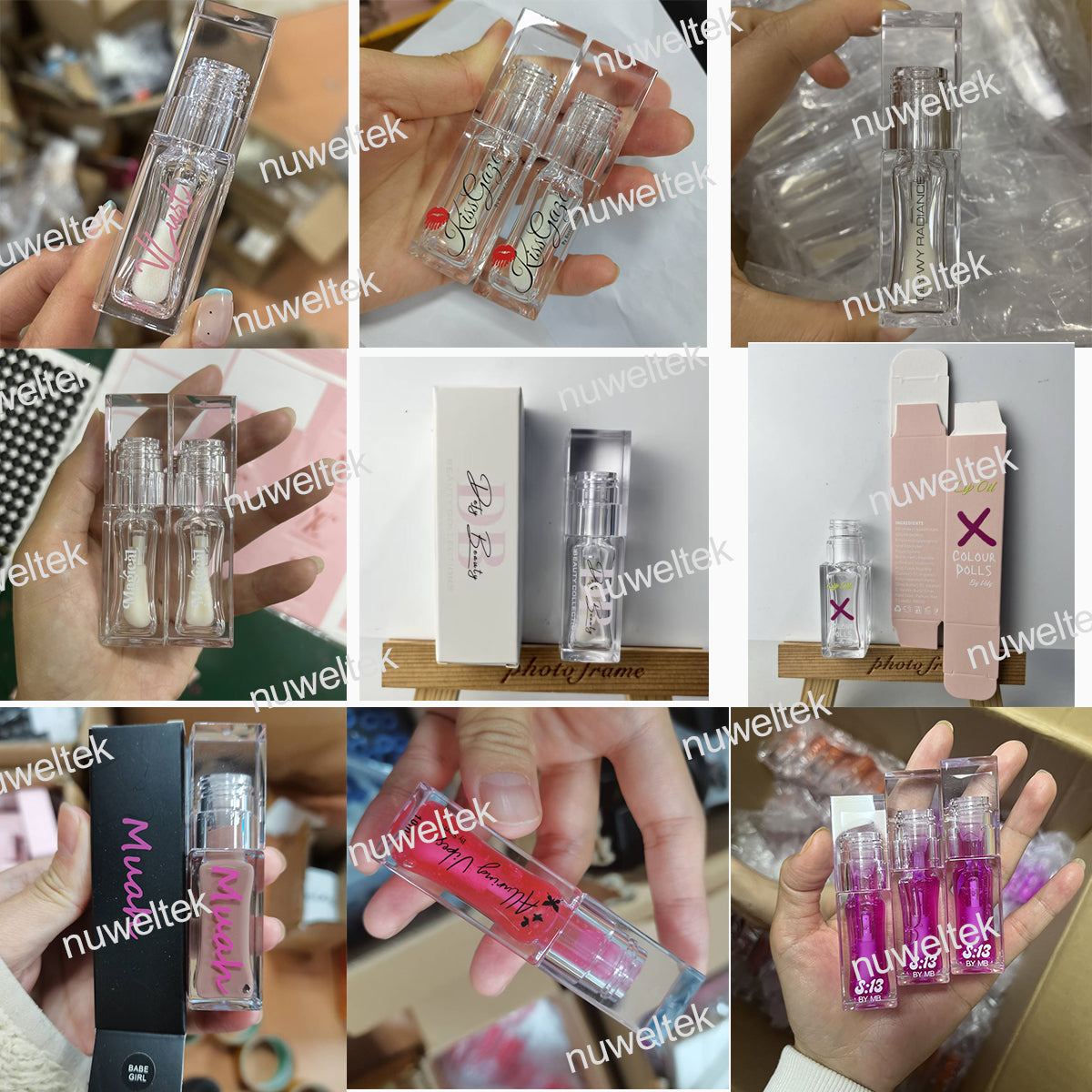 [ Your Private Label ] All Clear Crystal Square Big Doe Foot Lipgloss Container Thick Bottle Transparent Lip Gloss Tubes With Big Brush Big Wand 10ml