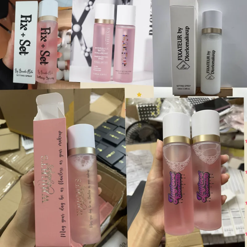 [ Your Private Label ] Cosmetics Custom Logo Private Label Shimmer Matte Dewy Setting Spray Rose Water Sweatproof Moisturizing Makeup Setting Spray