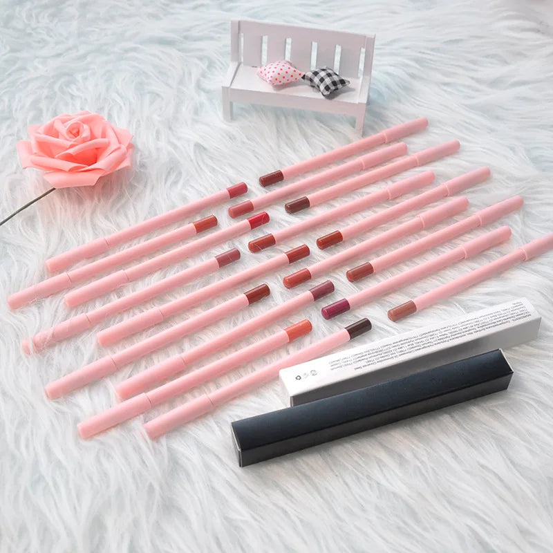 pink Packaging Lip Liner Custom Lip Liner Pencils Private Label Brown Creamy Retractable Wholesale Waterproof Vegan Lipliner