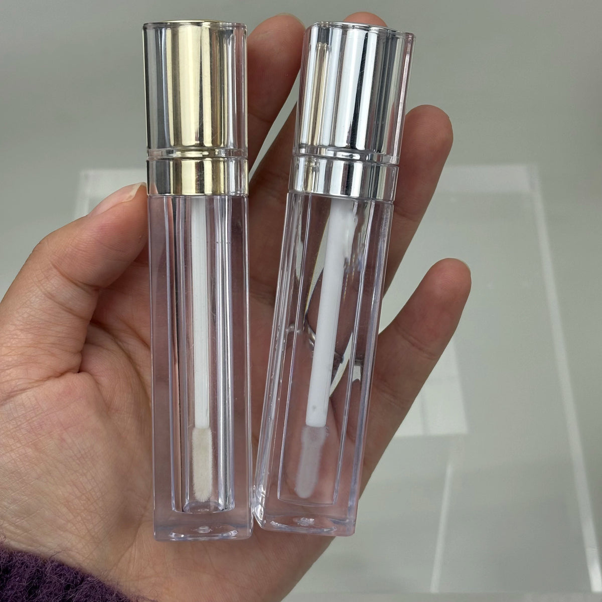 square Bottle 6ml 8ml Transparent Gold Makeup Packaging Cosmetics Empty Wand Containers Lipgloss Lip Gloss Tubes