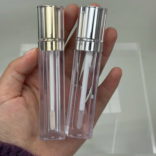 square Bottle 6ml 8ml Transparent Gold Makeup Packaging Cosmetics Empty Wand Containers Lipgloss Lip Gloss Tubes